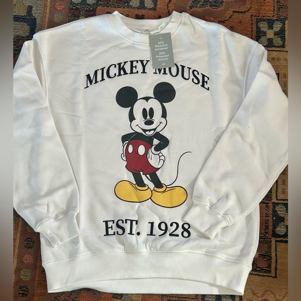 H & M Embroidered Mickey Mouse Disney Sweatshirt sz 20 NWT